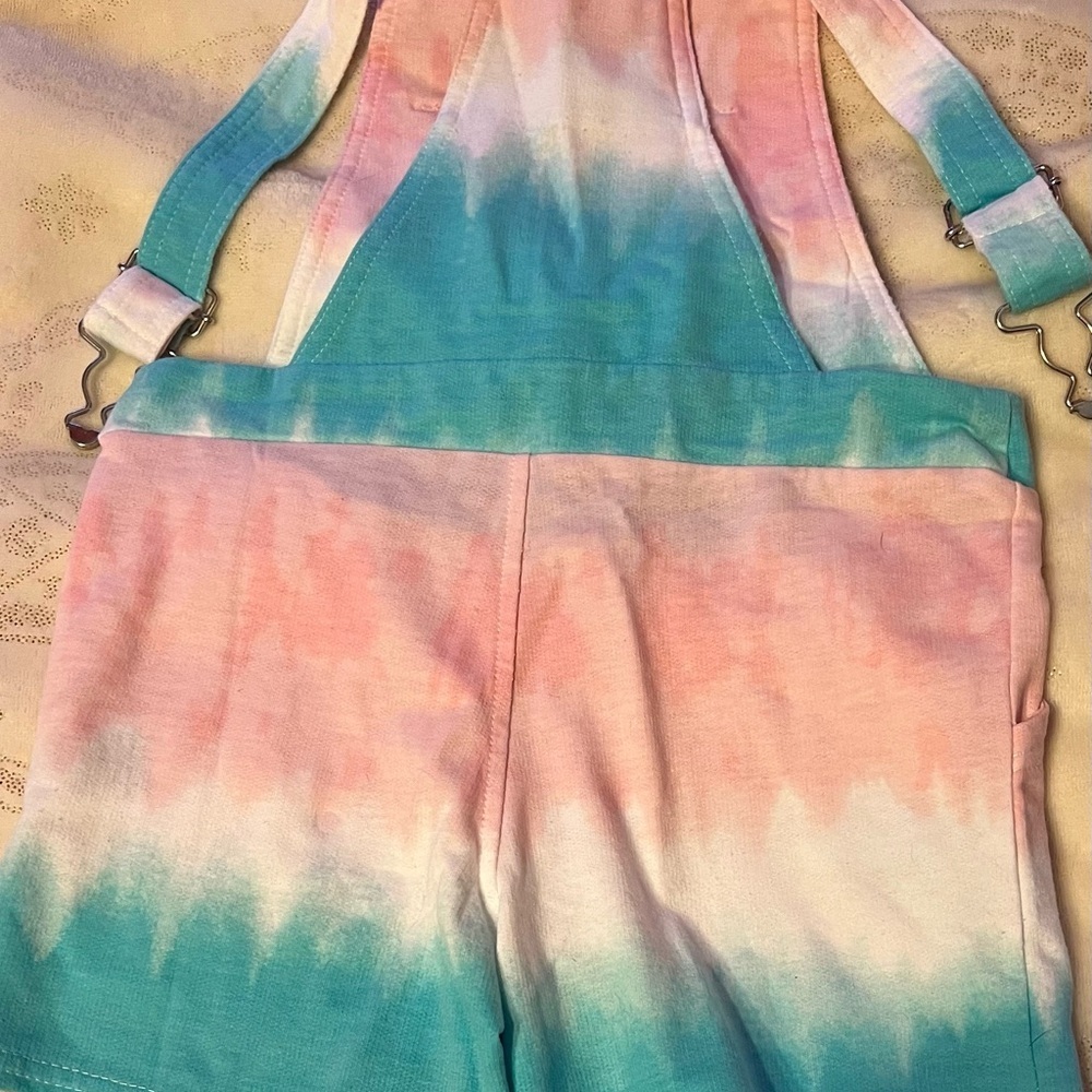 NWOT Disney Parks Original Kids Tie-Dye Overalls - Pink and Blue - Picture 5 of 7